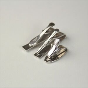 Lot Of 3 Vintage Swank Shields Silver Tone Art Deco Tie Bar Clips